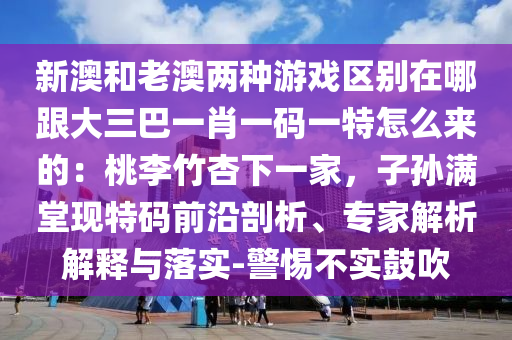新澳和老澳兩種游戲區(qū)別在哪跟大三巴一肖一碼一特怎么來的：桃李竹杏下一家，子孫滿堂現(xiàn)特碼前沿剖析、專家解析解釋與落實(shí)-警惕不實(shí)鼓吹