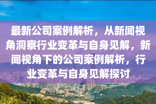 最新公司案例解析，從新聞視角洞察行業(yè)變革與自身見解，新聞視角下的公司案例解析，行業(yè)變革與自身見解探討