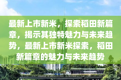 最新上市新米，探索稻田新篇章，揭示其獨特魅力與未來趨勢，最新上市新米探索，稻田山東水清源環(huán)保科技有限公司新篇章的魅力與未來趨勢