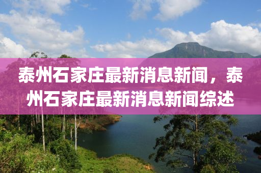 泰州石家莊最山東水清源環(huán)?？萍加邢薰拘孪⑿侣?，泰州石家莊最新消息新聞綜述